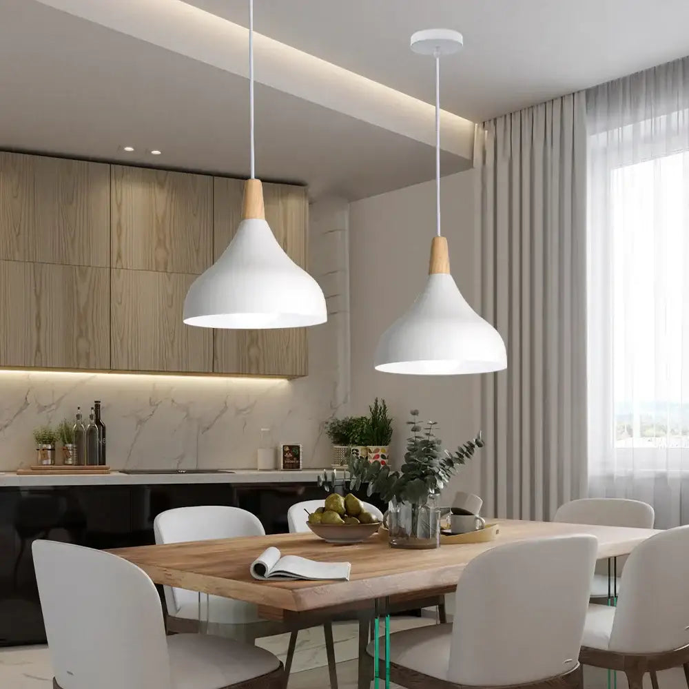 White pendant lamp with wooden accents from decorbites led industrial pendant for stylish living room lighting