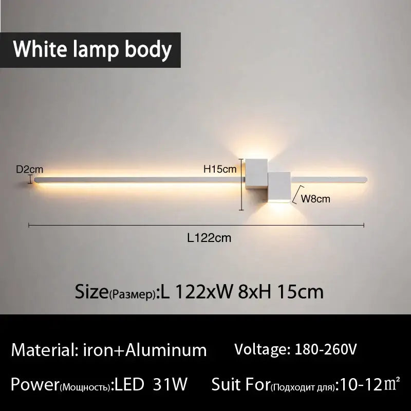 Modern white DecorBites™ LED interior wall lamp with two square light modules and sleek minimalist bar design