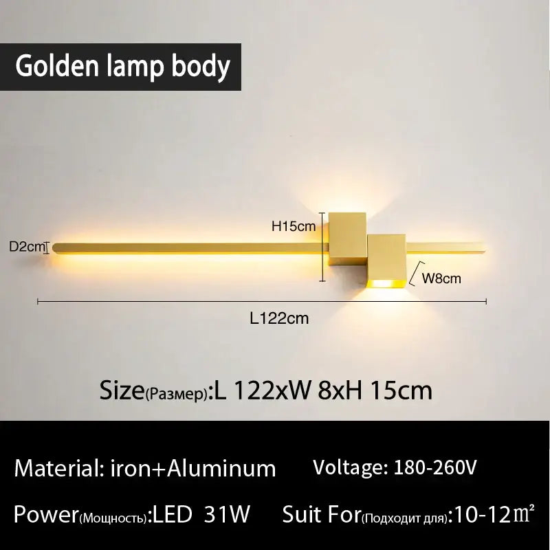 Golden decorbites led interior wall lamp with sleek modern design featuring two square blocks on elongated bar