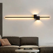 Modern black decorbites led interior wall lamp with sleek horizontal bar and two square warm LED interior wall lights