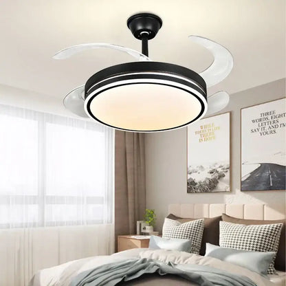 Black and white decorbites led invisible ceiling fan with integrated light fixture for modern living room use