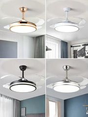 Modern ceiling fan with integrated light decorbites led invisible fan lamp in rose gold white black and chrome finishes