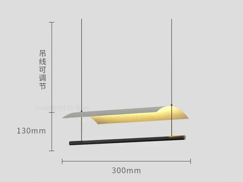 Modern minimalist decorbites led iron art chandelier with matte black iron base and yellow gold translucent diffuser for office