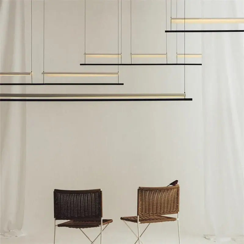 Modern minimalist decorbites led iron art chandelier with sleek black iron and warm white lights for office use