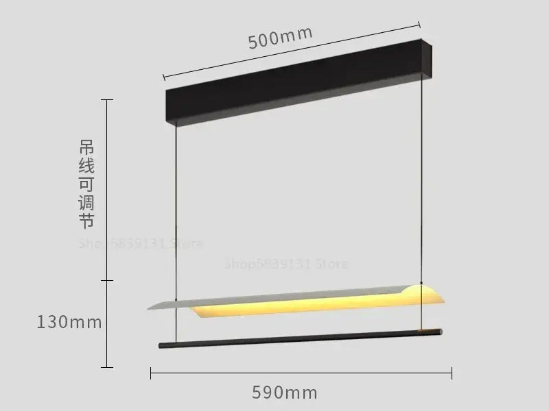 Black rectangular decorbites led iron chandelier with sleek adjustable cords and modern nordic minimalist design for office