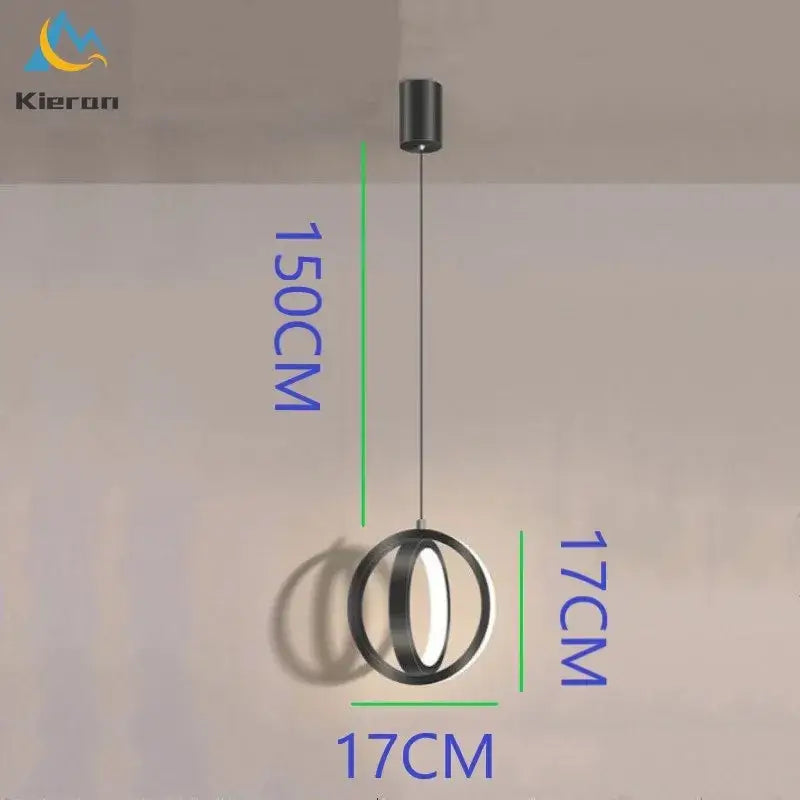 Black circular decorbites led iron art small chandelier with sleek modern design and 150cm hanging length for living room