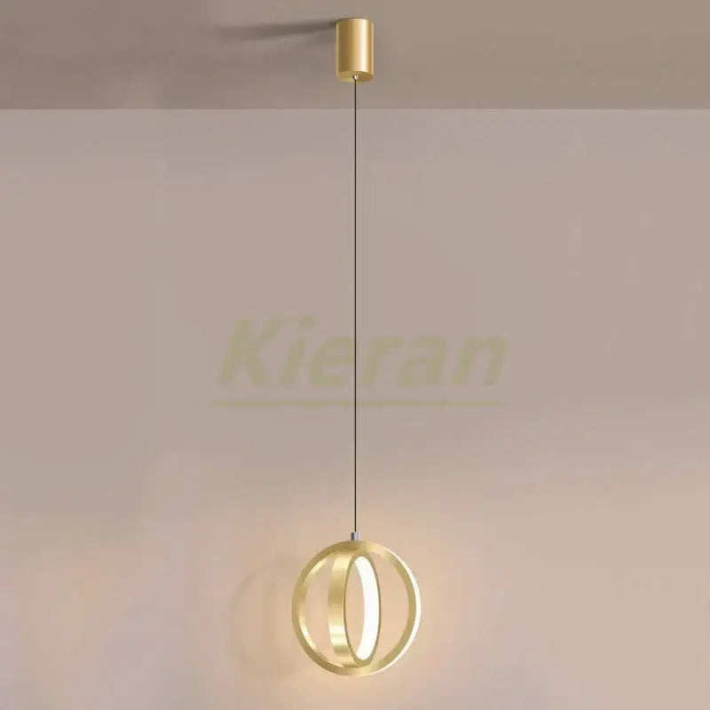 Gold-finished decorbites led iron art small circular pendant light with sleek modern design for bedroom and living room decor