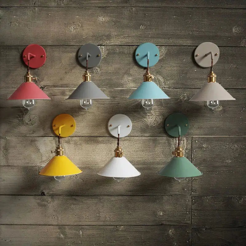 Set of six colorful vintage-style led iron art wall light sconces by decorbites led iron for modern home decor