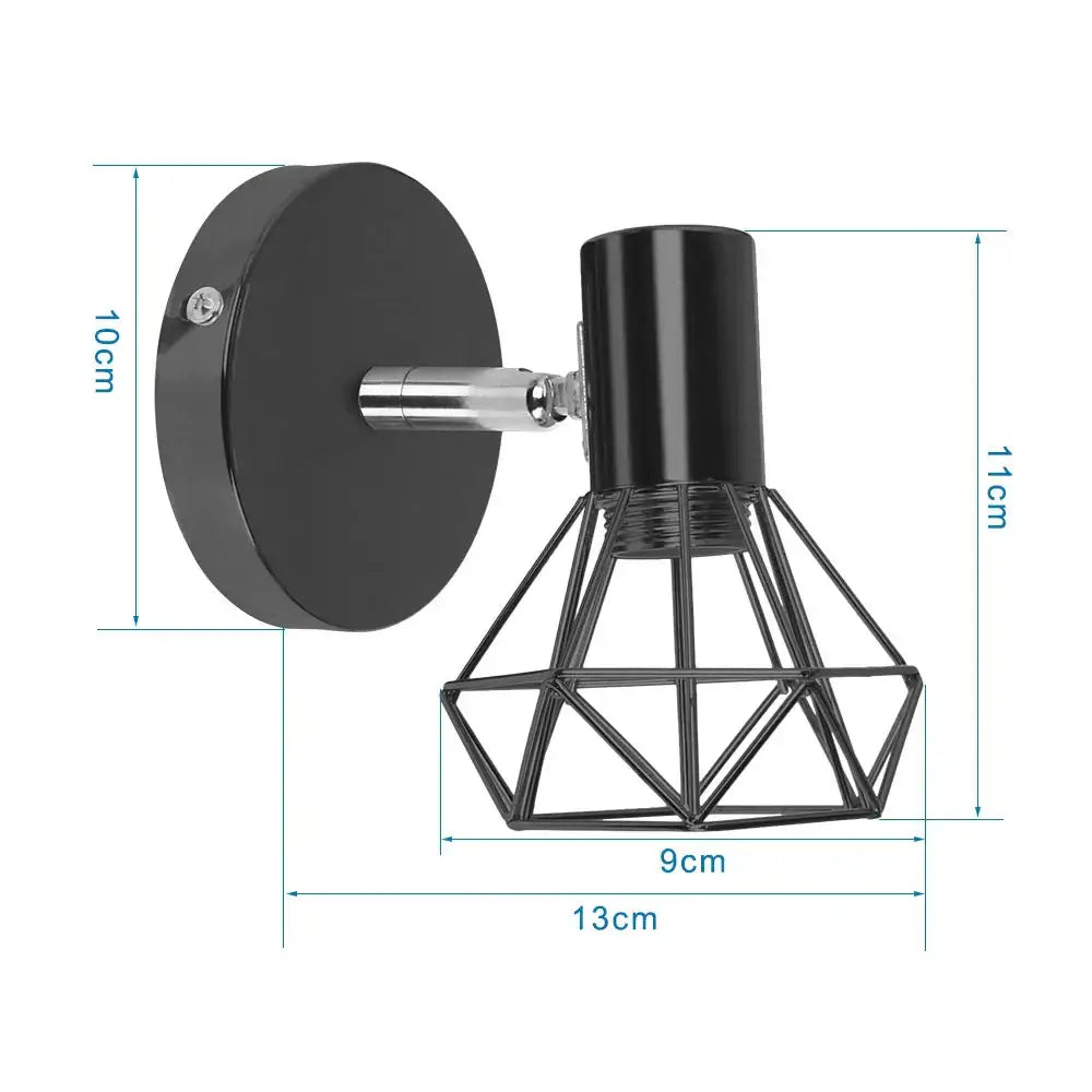 Black metal geometric decorbites led iron cage wall light with sleek cylindrical chrome accent for home decor
