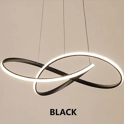Black infinity-shaped led pendant light with sleek modern design made of aluminum and acrylic for dining room decorbites led irregular