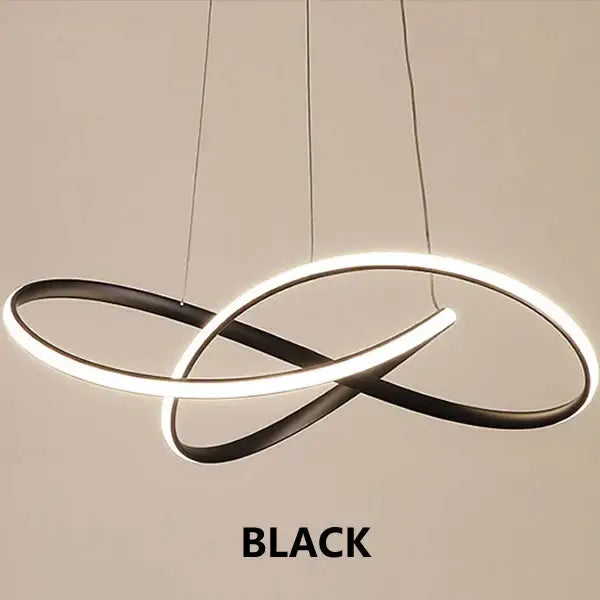 Black infinity-shaped led pendant light with sleek modern design made of aluminum and acrylic for dining room decorbites led irregular