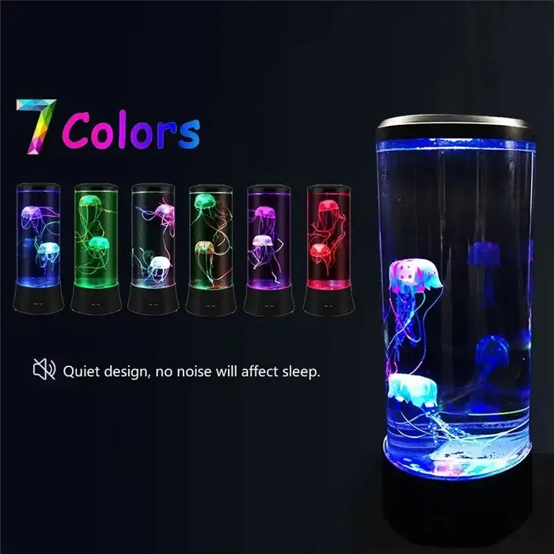 Decorbites led jellyfish lamp with blue light, transparent glass body, and black base for relaxing mood and kids gifts