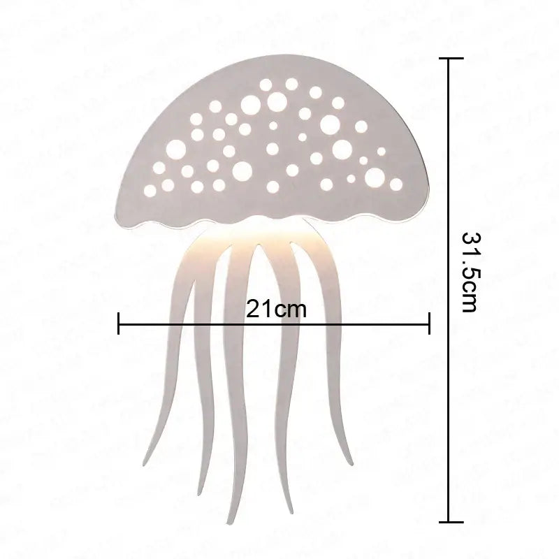 A sleek silver-toned decorbites led jellyfish wall lamp with a perforated dome and flowing tentacles for indoor decor