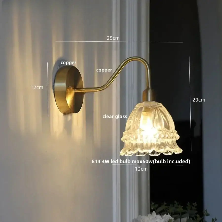 Vintage-style copper wall lamp with clear fluted glass shade decorbites led jellyfish wall lamp modern nordic design