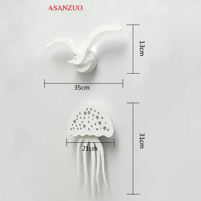 White paper-cut wall sconce featuring seagull and jellyfish design from DecorBites led jellyfish wall lamp collection