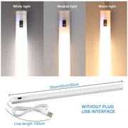 A sleek white decorbites led kitchen cabinet light with usb and motion sensor for adjustable three color temperatures