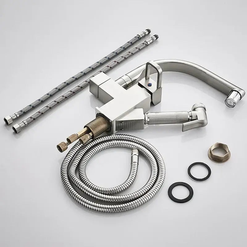 Stainless steel decorbites led kitchen faucet with sleek modern design and integrated pull out sprayer for hot cold water