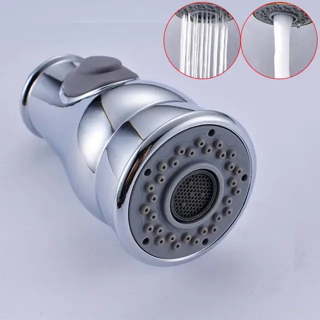 Chrome finished decorbites led kitchen faucet pull down sprayer with gray rubberized nozzle and multiple spray settings