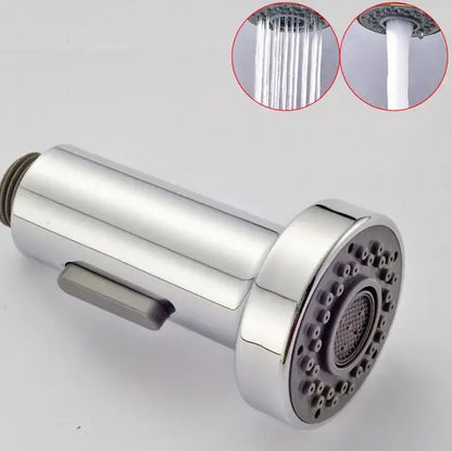 Chrome-finished decorbites led kitchen faucet spray head with cylindrical body and circular multi-jet nozzle for pull out use