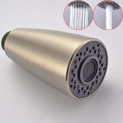 Brushed stainless steel decorbites led kitchen faucet spray head with circular multi-hole sprayer and central mesh filter