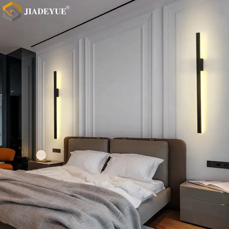 Black vertical DecorBites LED long wall lamp with warm LED lighting for modern living room and corridor decor