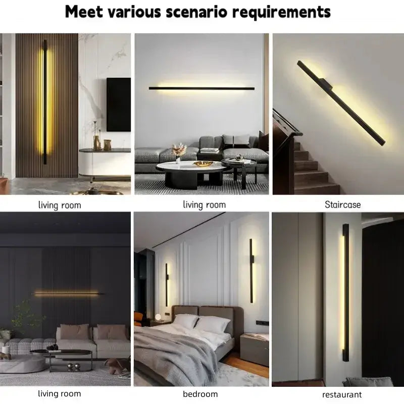 Modern minimalist DecorBites LED long wall lamp with sleek black finish and warm ambient lighting for stylish decor