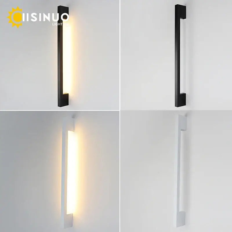 Modern black and white DecorBites LED long wall lamp with a sleek rectangular design and warm ambient LED long wall light strip