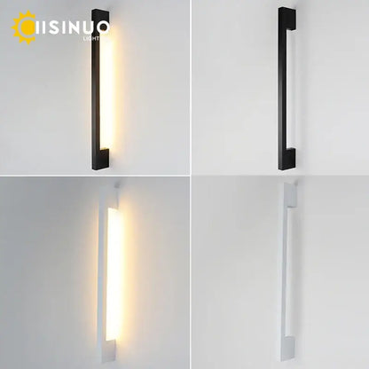 Modern black and white DecorBites LED long wall lamp with a sleek rectangular design and warm ambient LED long wall light strip