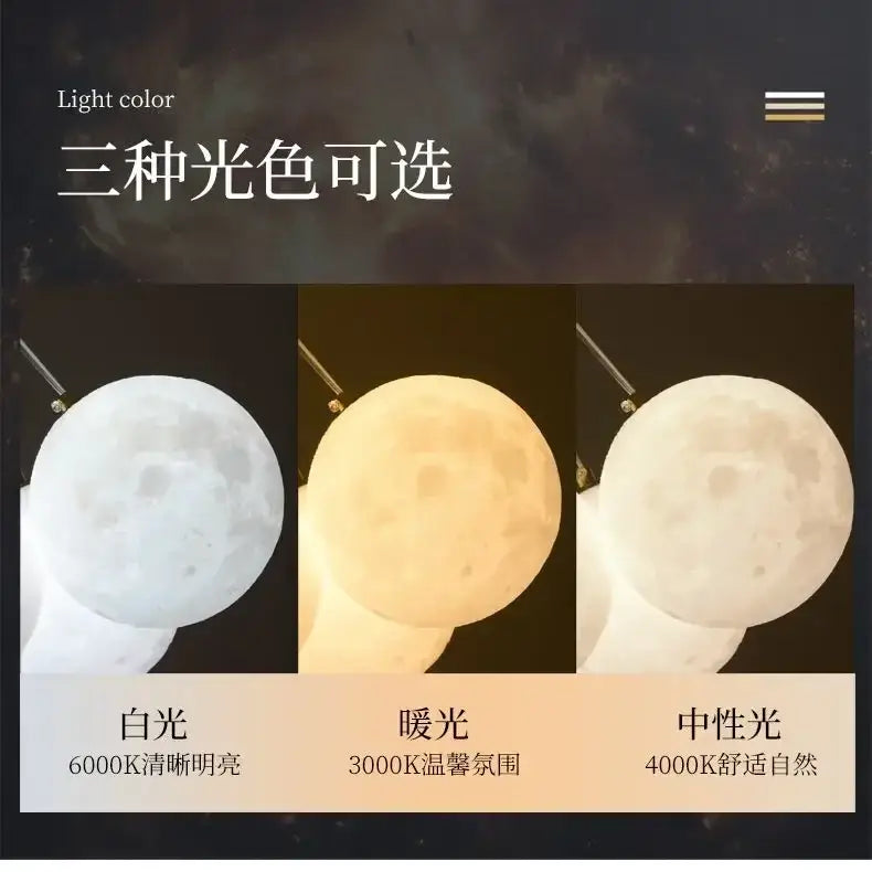 Decorbites led lunar ball ceiling chandelier moon-shaped led lamp in white, warm, or neutral light for home decor