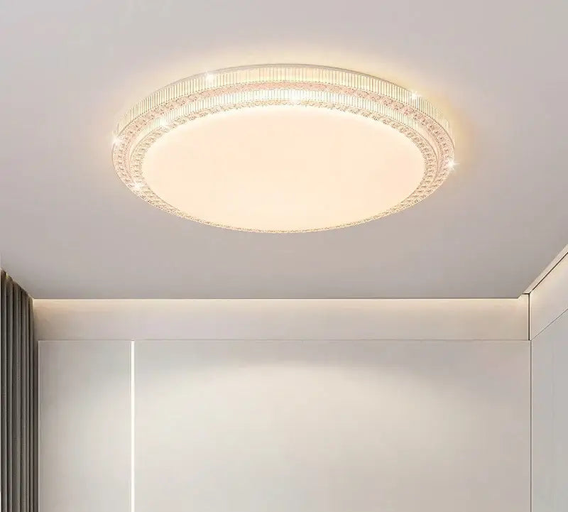 Decorbites led luxury ceiling light with warm glow and crystal-encrusted rim for modern living room decor