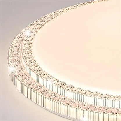 DecorBites led luxury ceiling light with silver ornate metal frame and crystal accents for modern living room decor