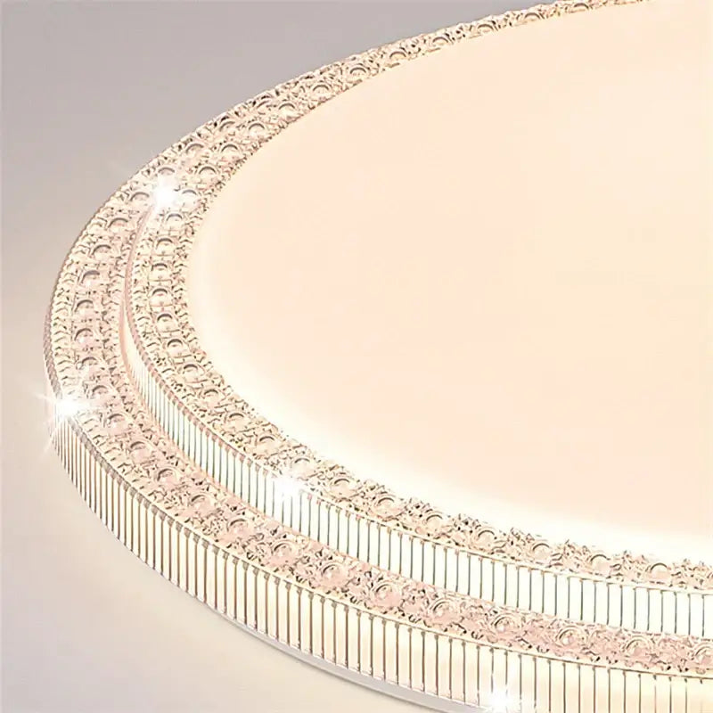 DecorBites led luxury ceiling light with silver ornate metal frame and crystal accents for modern living room decor