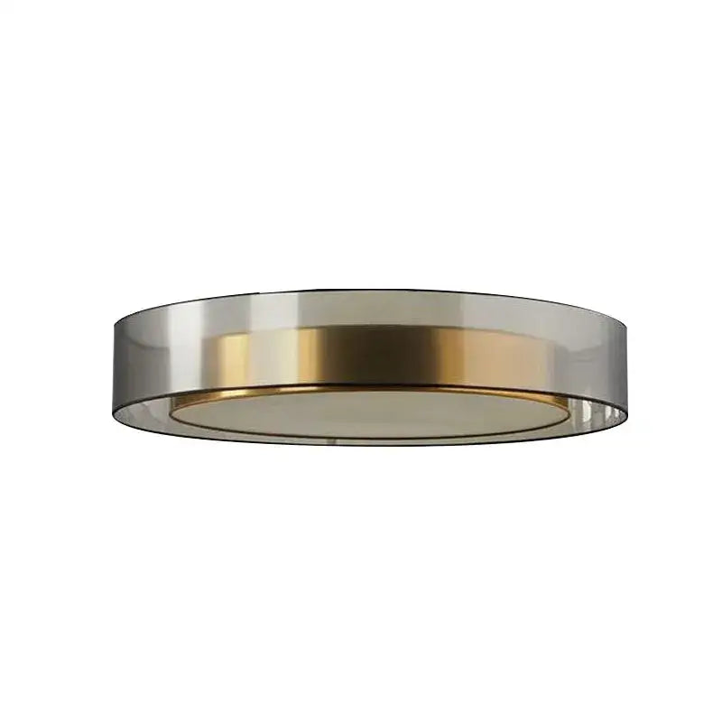 Modern decorbites led luxury chandelier with circular chrome and gold ring and frosted glass diffuser for master bedroom