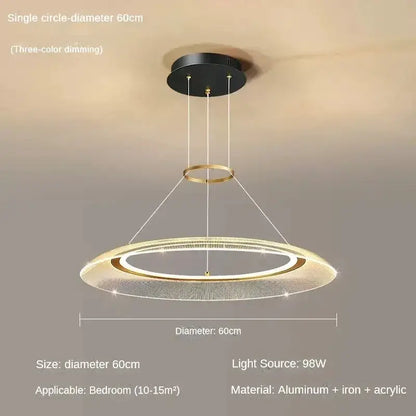 Modern circular decorbites led luxury ring chandelier with gold frame and acrylic diffuser featuring three-color dimming
