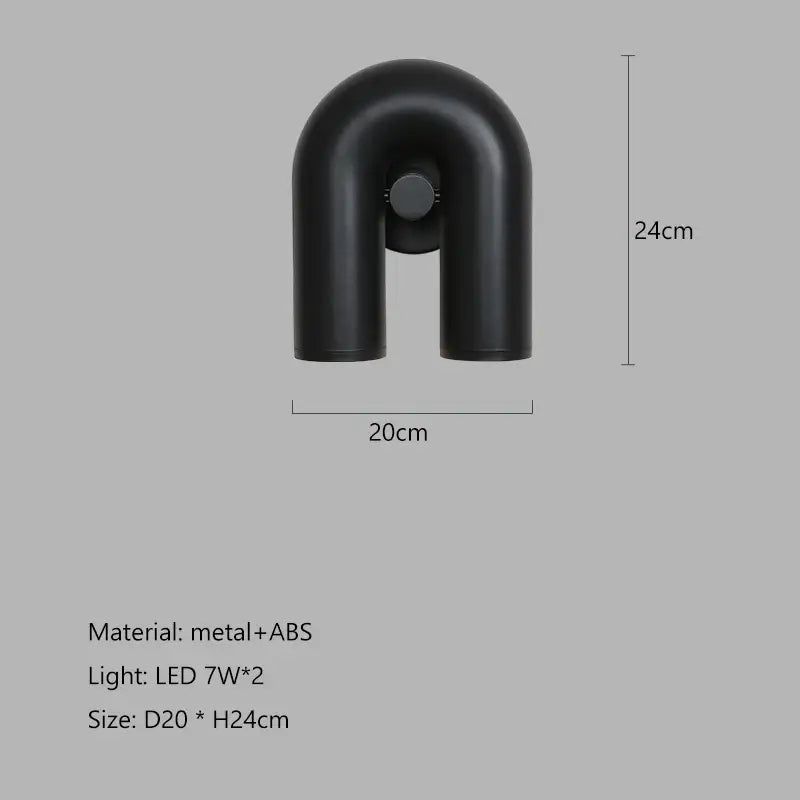 Black u-shaped wall-mounted led lamp with sleek metal and abs plastic design in decorbites led macaron pendant chandelier