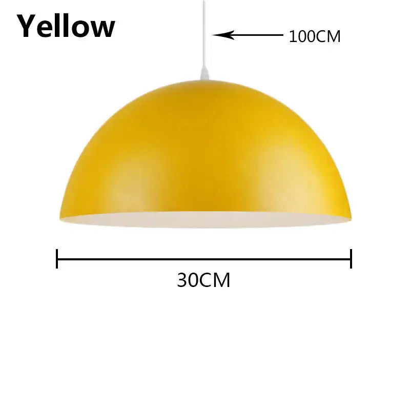A vibrant yellow dome-shaped decorbites led macaron pendant light with matte finish and white interior for modern spaces