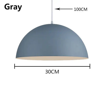 Gray dome-shaped pendant light with matte finish and beige interior from decorbites led macaron pendant collection