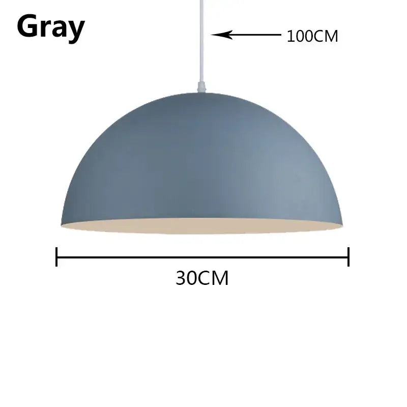 Gray dome-shaped pendant light with matte finish and beige interior from decorbites led macaron pendant collection