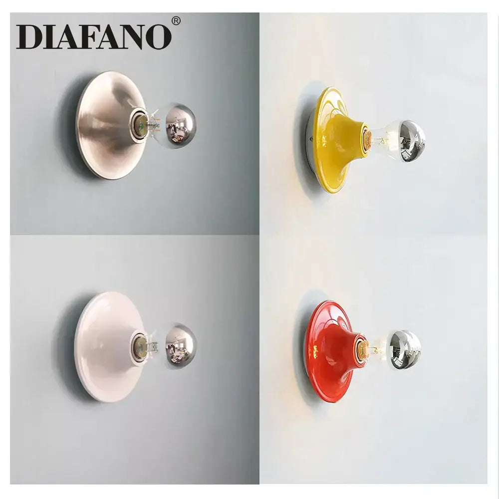 Diafano decorbites led macaron wall lamp with glossy ceramic shade in silver yellow white or red and clear glass bulb