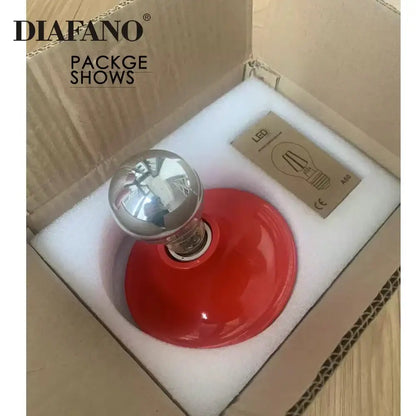 Red led spotlight bulb with reflective silver dome and a60 base in decorbites led macaron wall lamp packaging