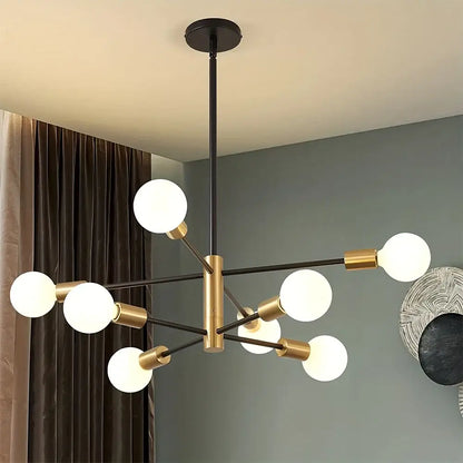 Modern black and gold decorbites™ led magic bean chandelier with spherical white glass bulbs for indoor lighting