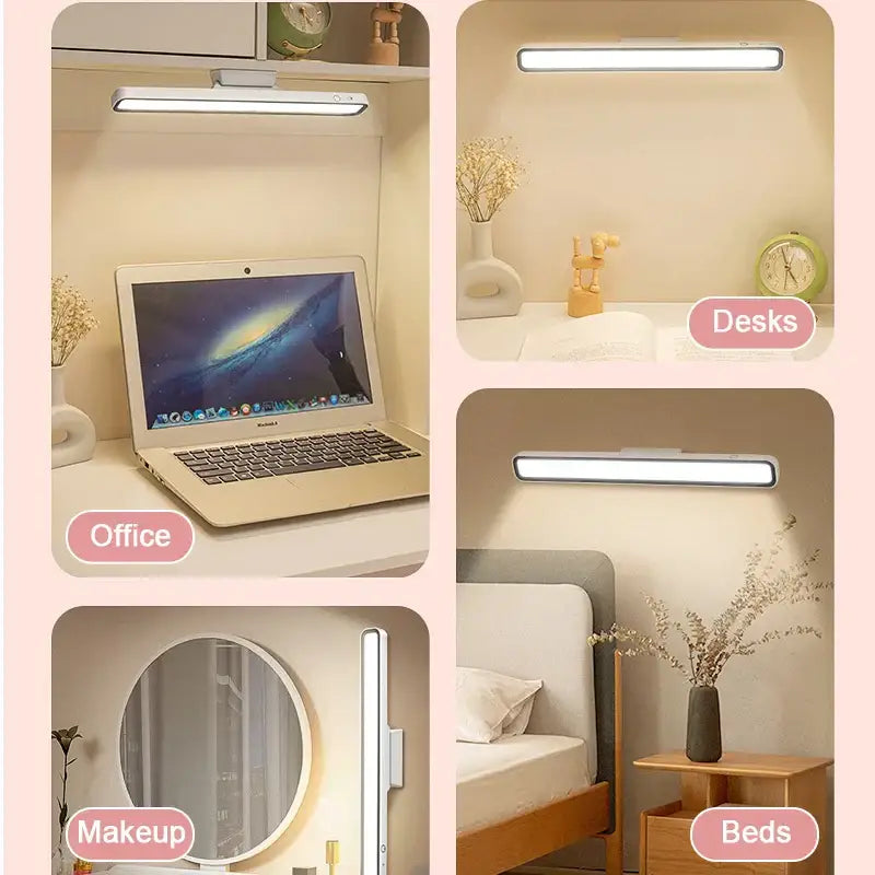 White decorbites led magnetic desk lamp with sleek minimalist design and stepless dimming for cabinet and table use