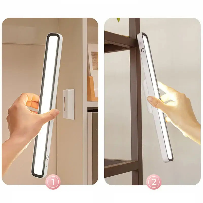 Decorbites led magnetic sleek slim white led magnetic desk lamp with black border and minimalist design for desks