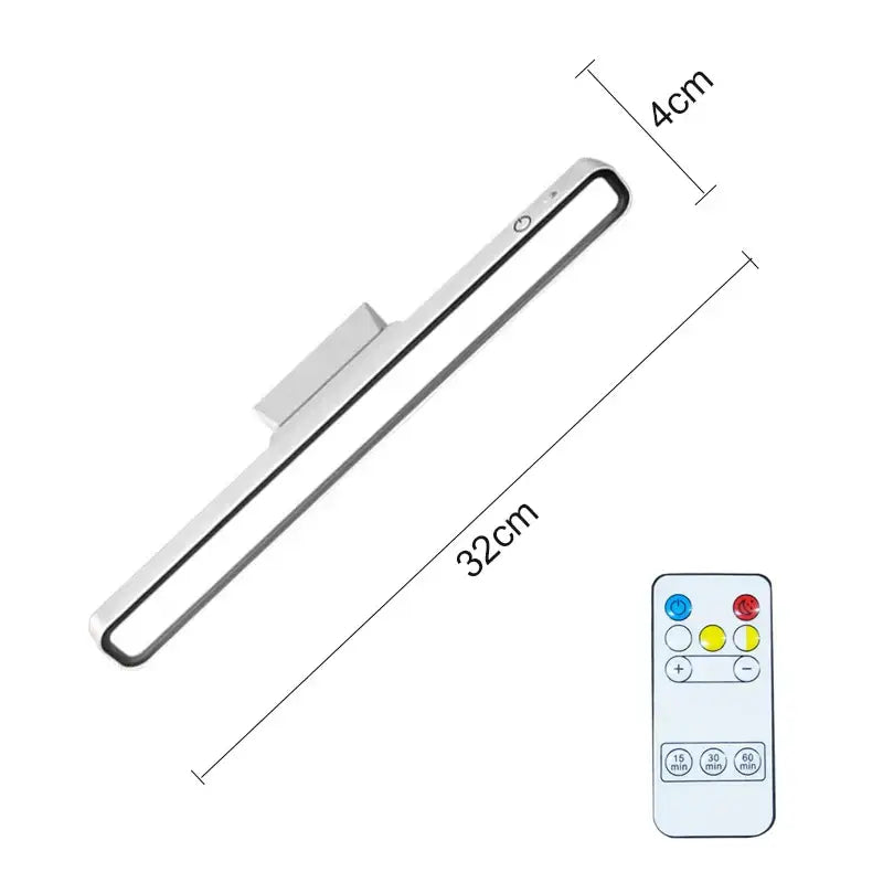Decorbites led magnetic 32cm silver slim wall-mounted magnetic desk lamp with remote for stepless dimming and color control