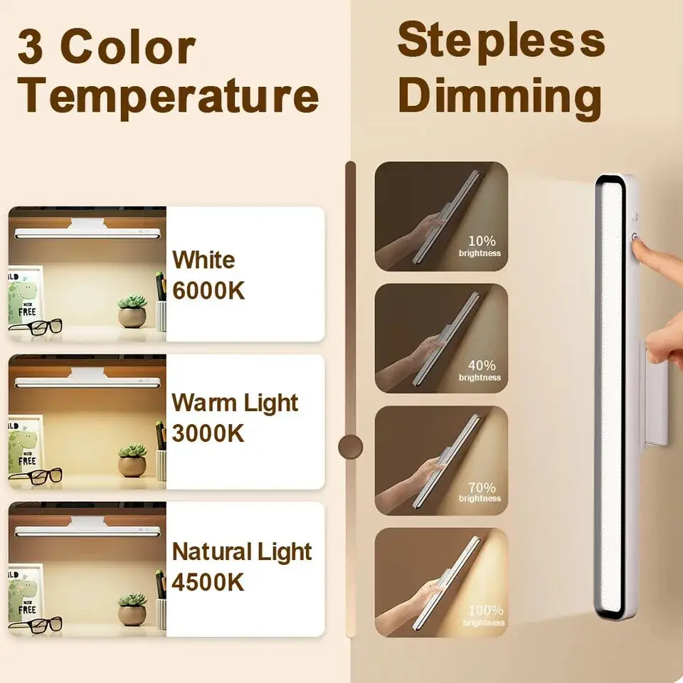Decorbites led magnetic desk lamp with a sleek white led strip light and stepless dimming for cabinet and table use