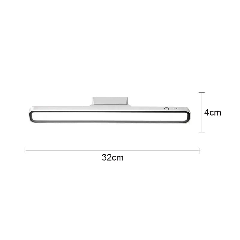 A sleek white 32cm decorbites led magnetic strip light with black trim for magnetic desk lamp and cabinet use