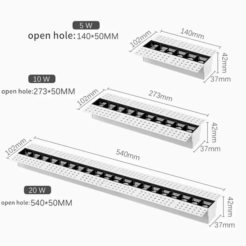 Silver metallic linear floor drain with black rubber gasket and perforated surface for decorbites led magnetic downlight