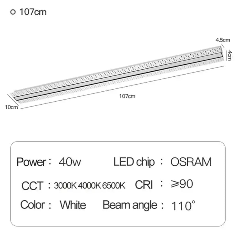 A sleek 107cm white decorbites led magnetic downlight with osram chip for modern indoor ceiling lighting