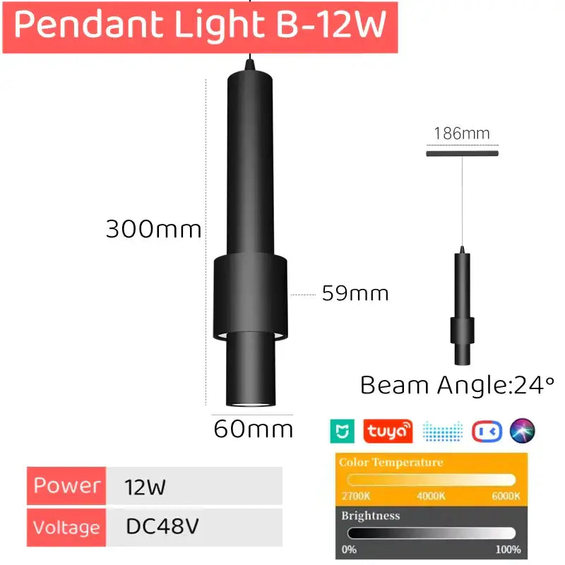 Black cylindrical decorbites led magnetic track light with sleek modern design 12w dc48v dimmable bluetooth control