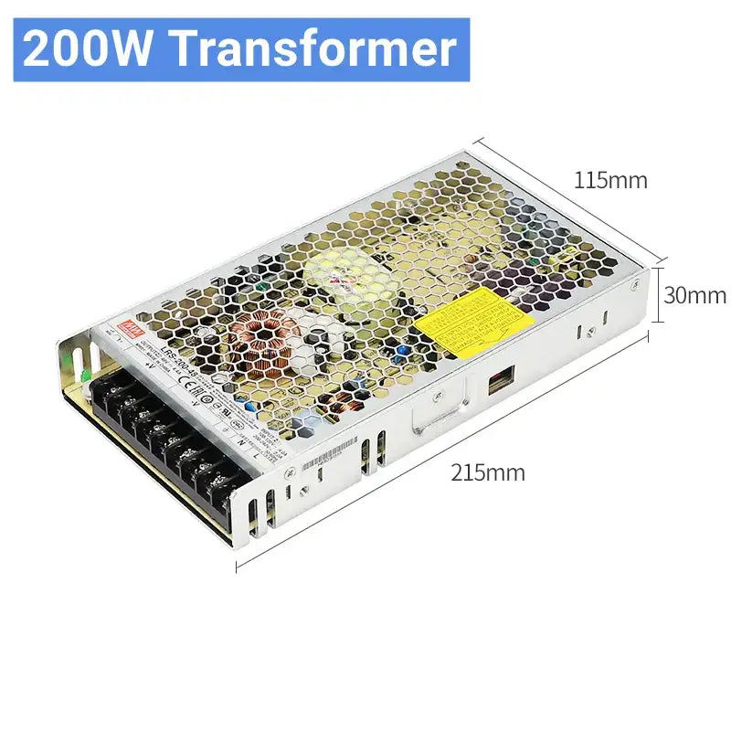 Silver metal 200w transformer with hexagonal mesh grille and visible components for decorbites led magnetic track light